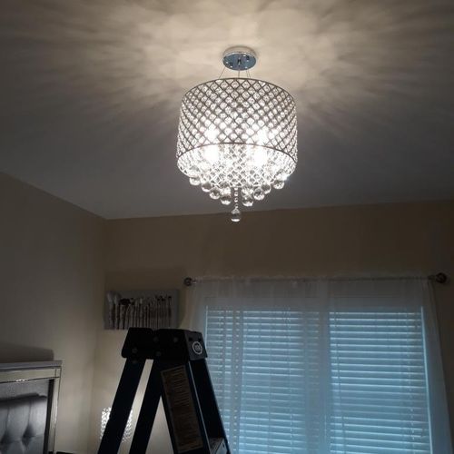 Did a great job installing my chandelier in a time