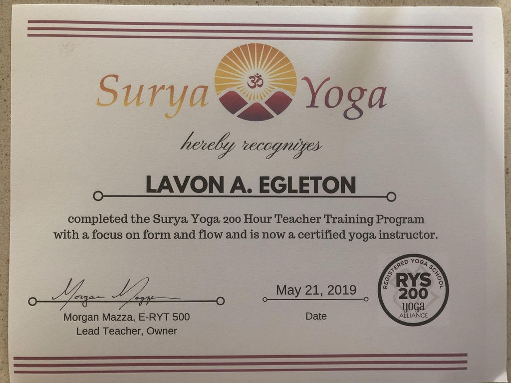 Yoga Alliance certified