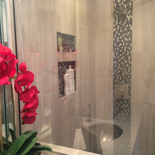 Master bathroom converted to a walk-in shower from