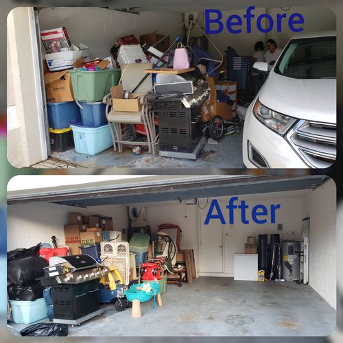 Garage cleaning and organization.