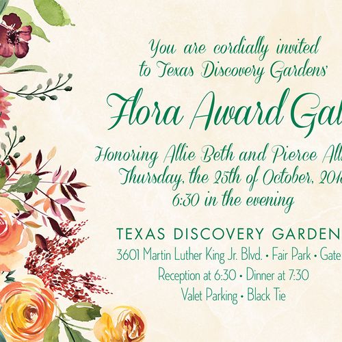 Texas Discovery Gardens Gala Invitation
