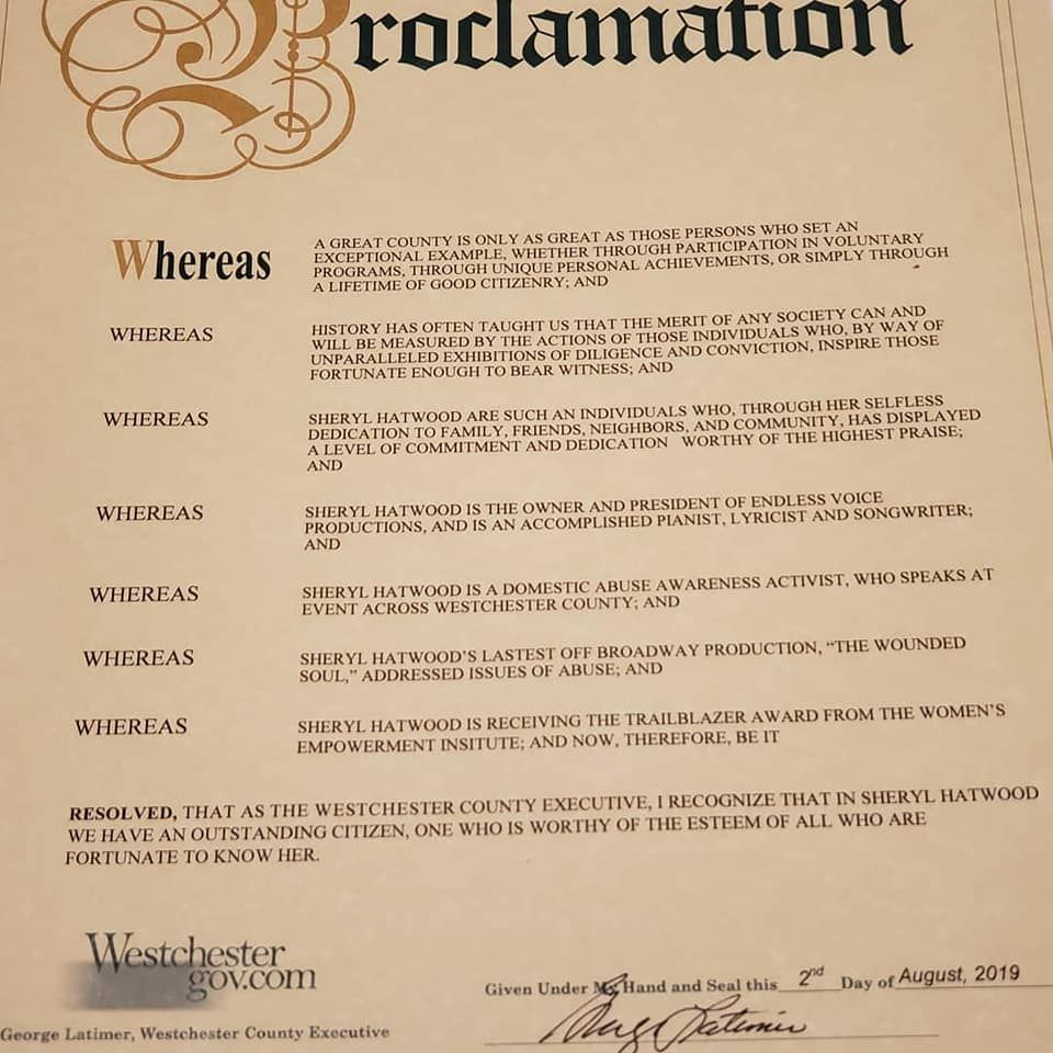 Proclamation from the Westchester County Executive