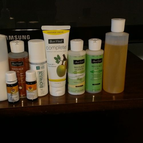 Massage oils, and lotions I use