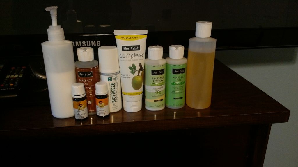 Massage oils, and lotions I use