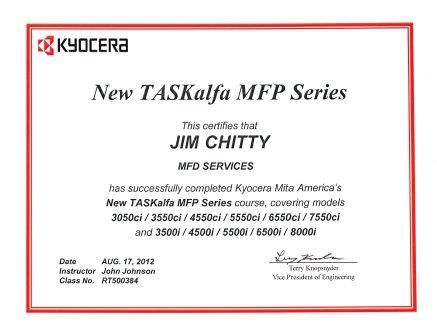 Just one of my many Kyocera certs.