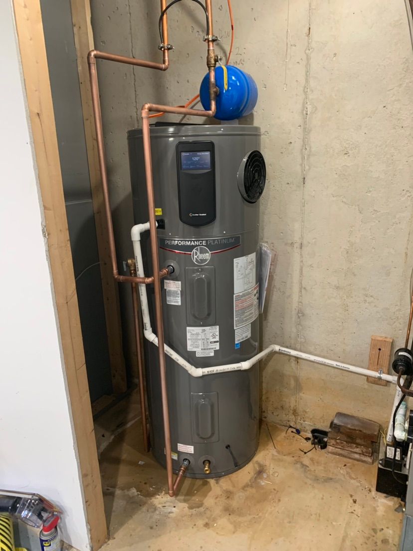 Hybrid electric water heater installation 19046