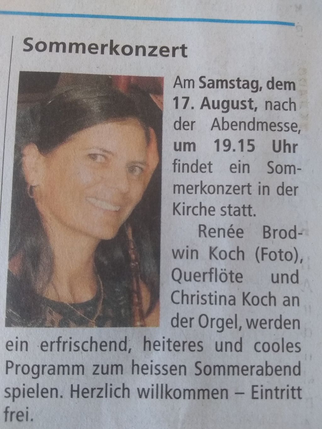 This is a newspaper article in German. I played a 