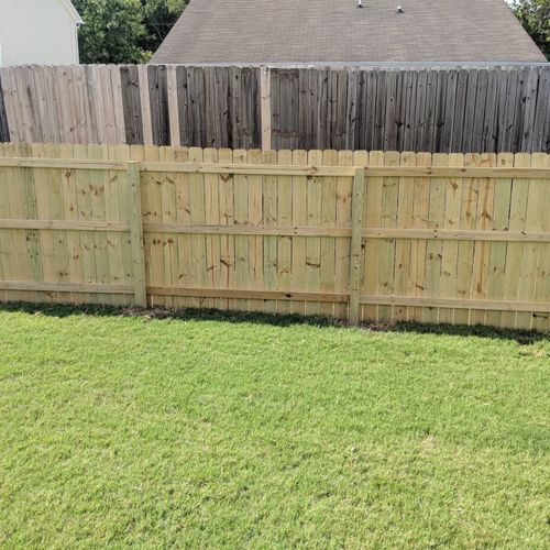 Replaced 3 sections of fence that were falling dow