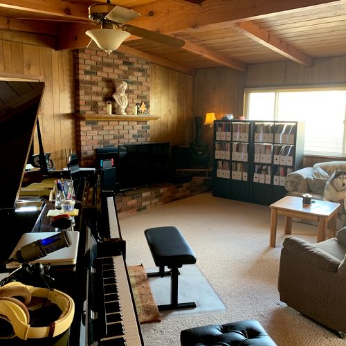 My Home studio setup: Yamaha C6 and NU1, music lib