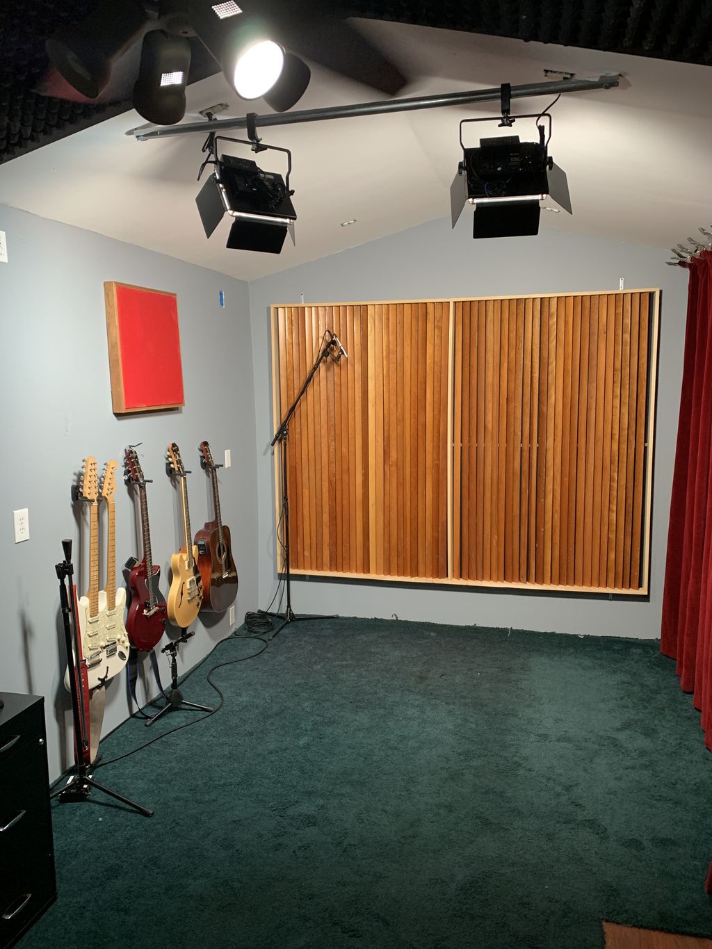 Recording room with studio guitars 