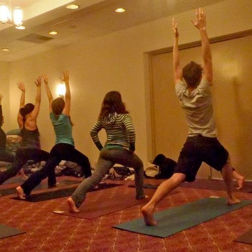 Group yoga instruction