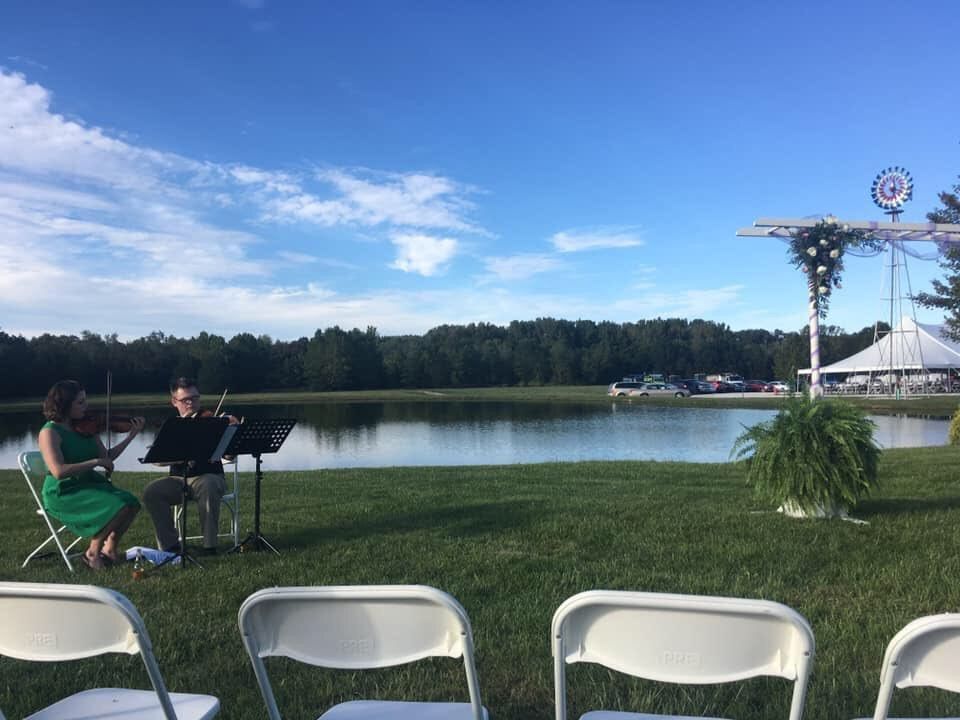 My colleague David Riley and I playing violin and 