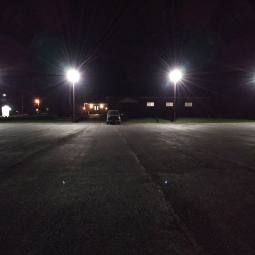 installed lights in parking lot at church