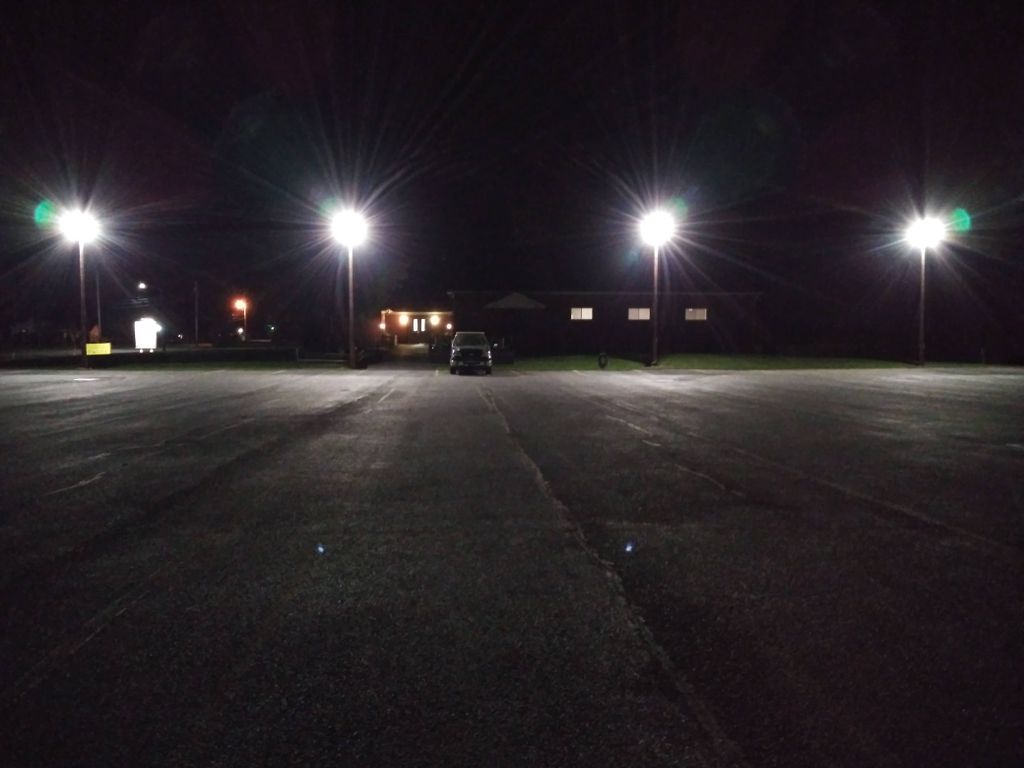 installed lights in parking lot at church