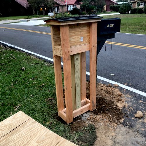 Construction of a new mailbox to replace the old o