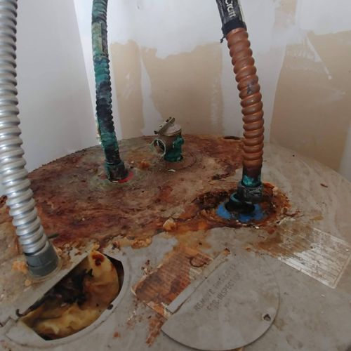 10 year old water heater. The damage a pin hole wa