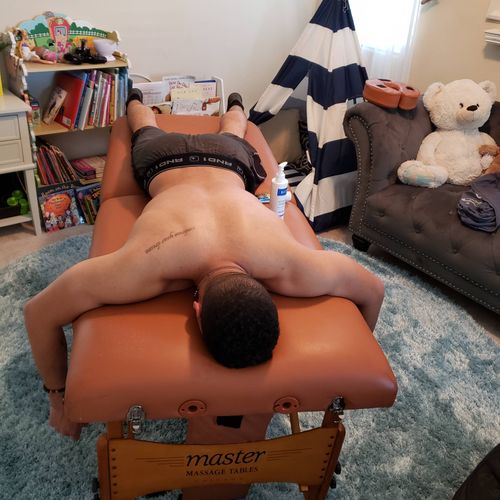 New athlete client In home massage.