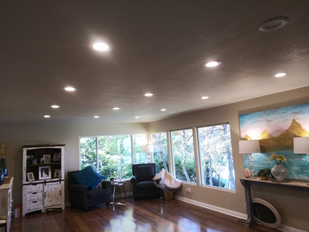 after 12 new recessed can lights