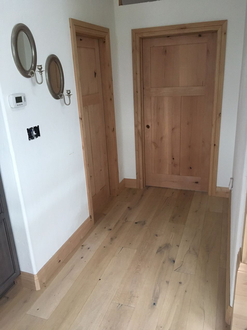 Knotty alder doors.