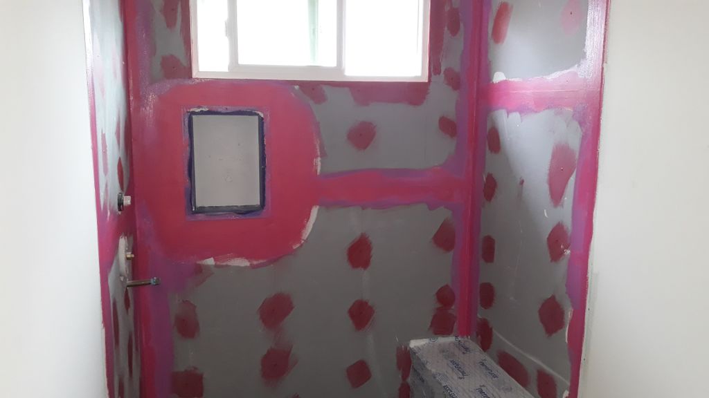 Shower preparation work before tile installation 