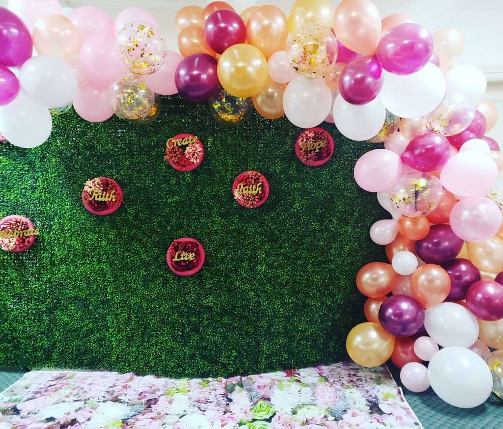 Balloon garland for women's luncheon 