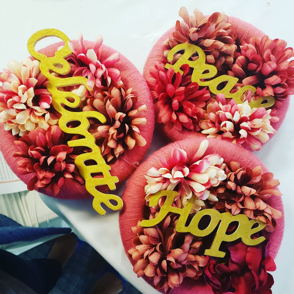 handmade pieces with yarn