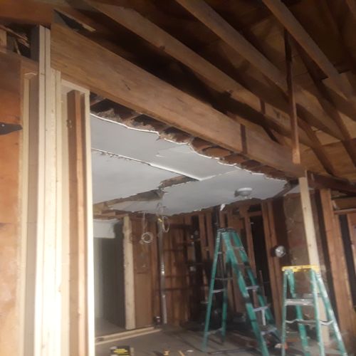 Before/raised ceiling and header installed