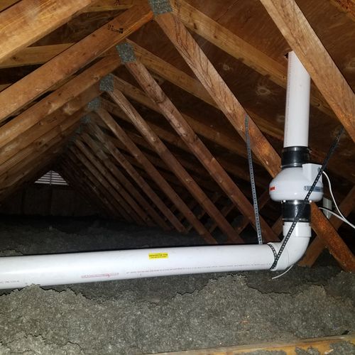 Radon fan located in attic space