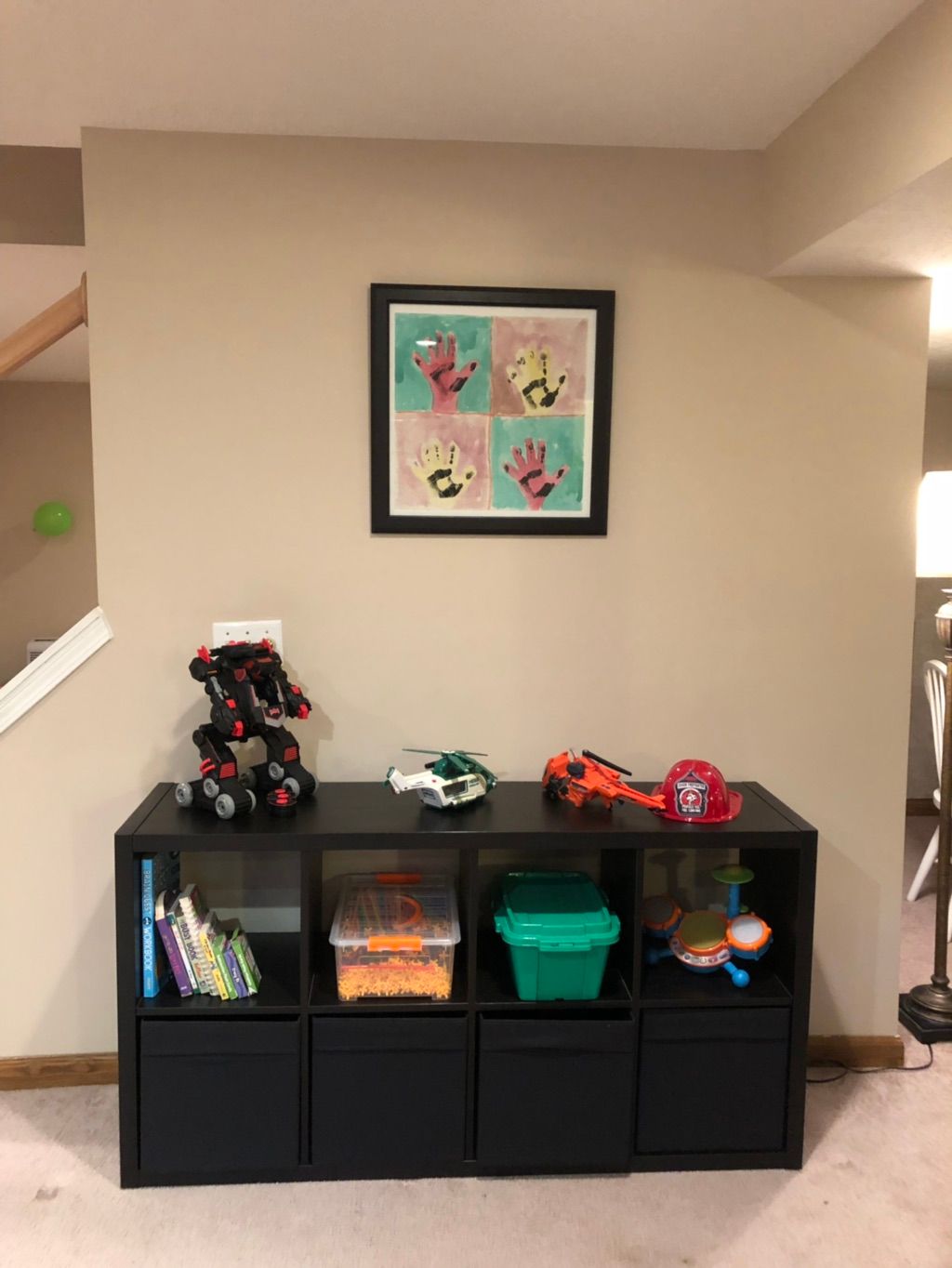 Some of their favorite toys rotate on the top shel