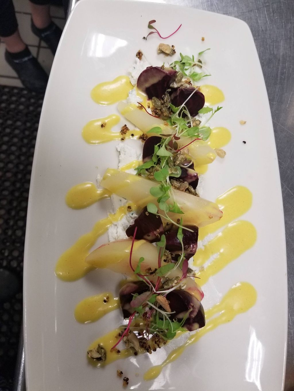 beets and pear salad w passion fruit vinaigrette
