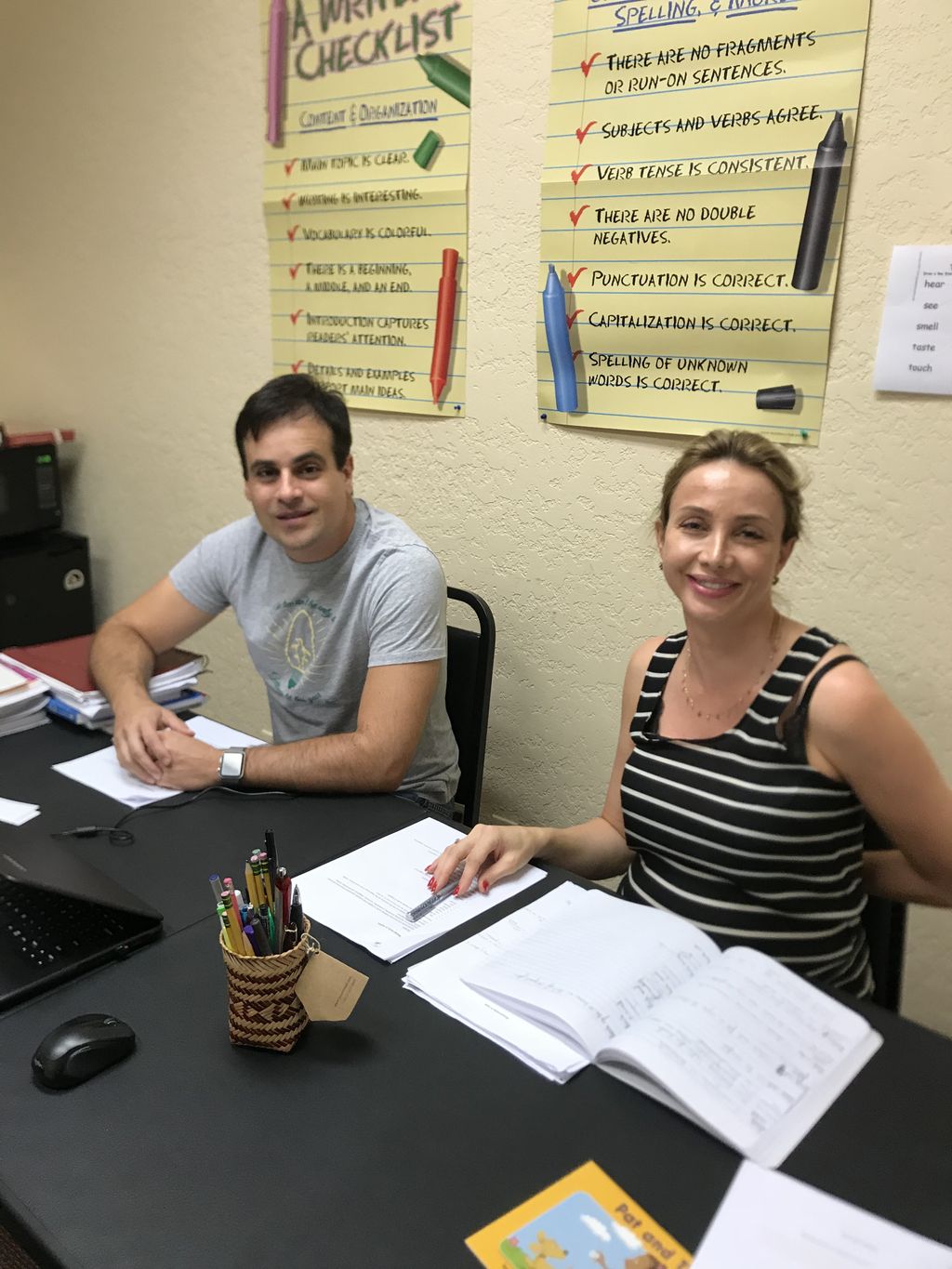 Brazilian and Russian students learning English