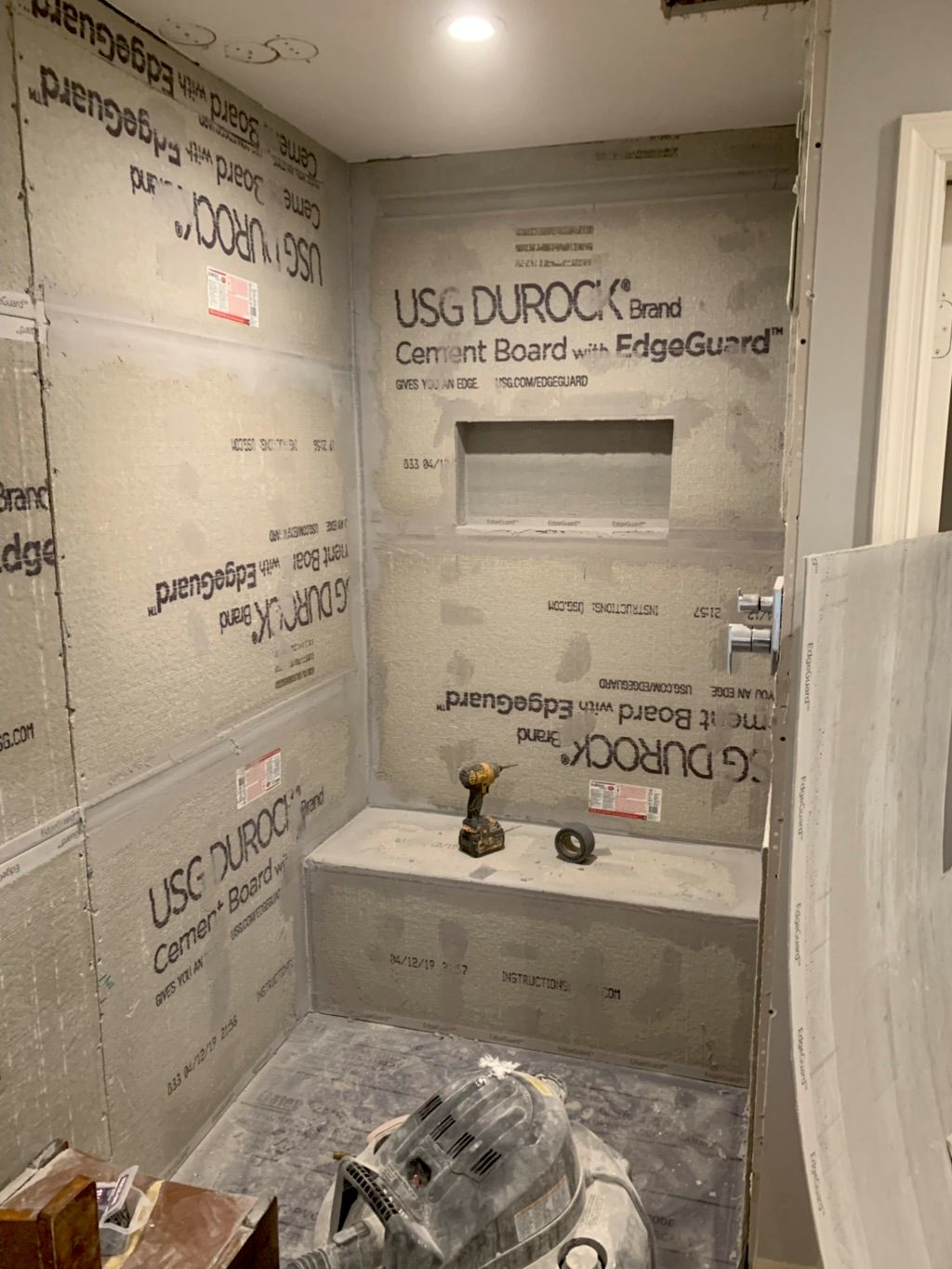 Cement board fore a bathroom remodel 