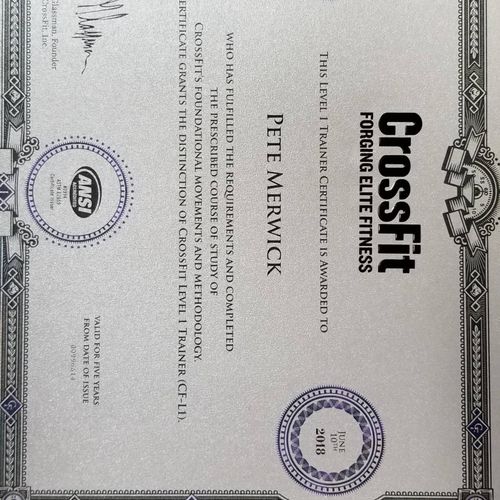 Level 1 Crossfit Certification 2018