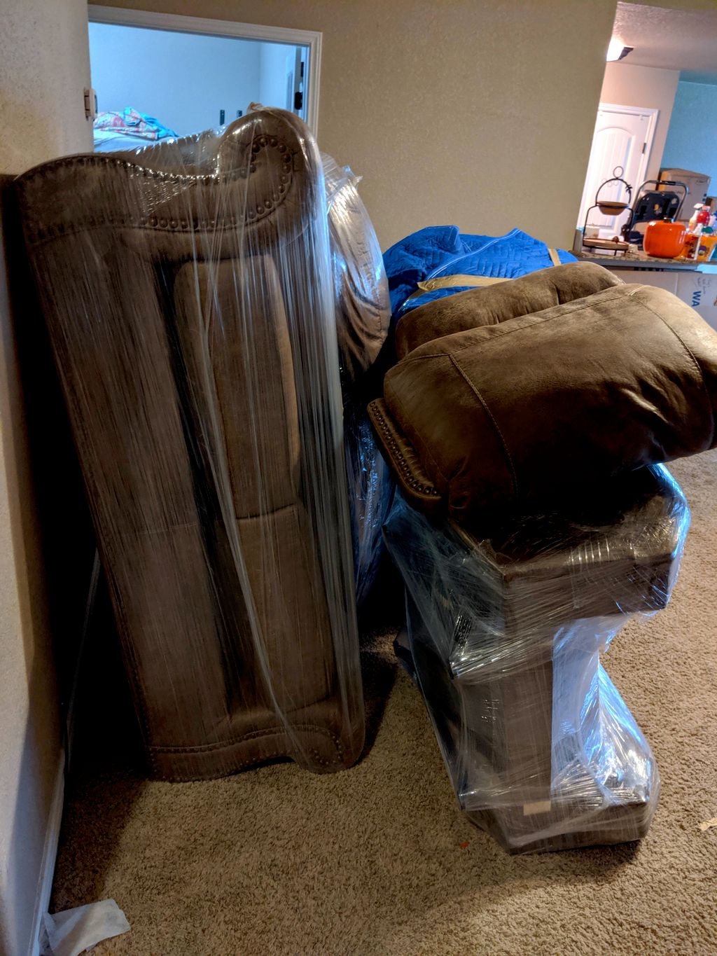 Padding and shrink wrap for transport 