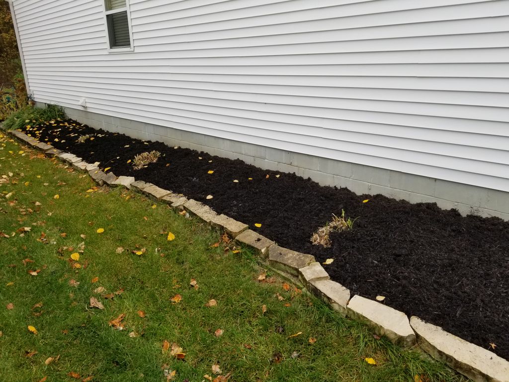 Flowerbed cleaned up with new mulch. Ready for a s