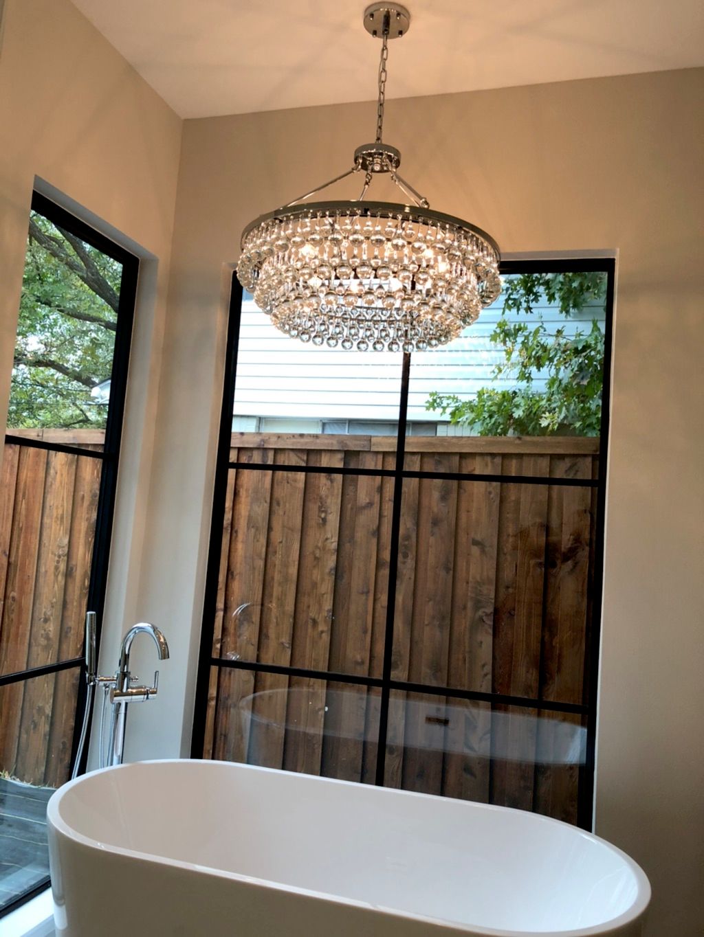 Chandelier install on newly built house