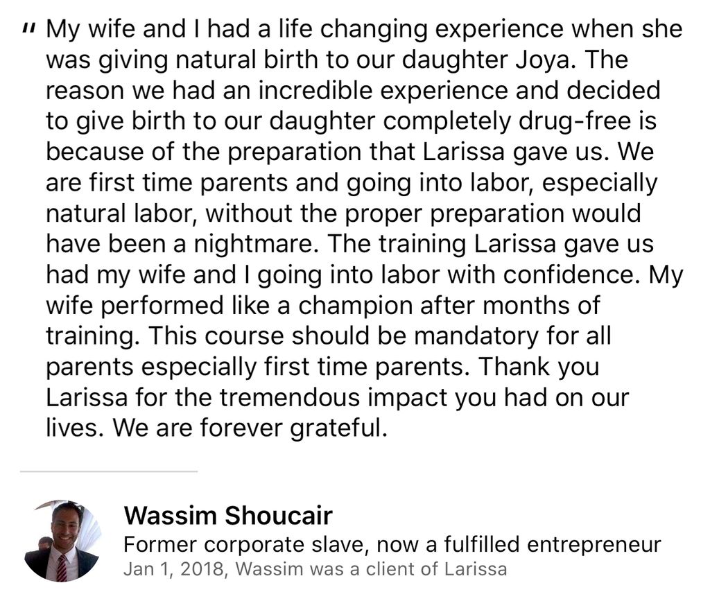 Hypnosis and Hypnobirthing for a client in Dubai