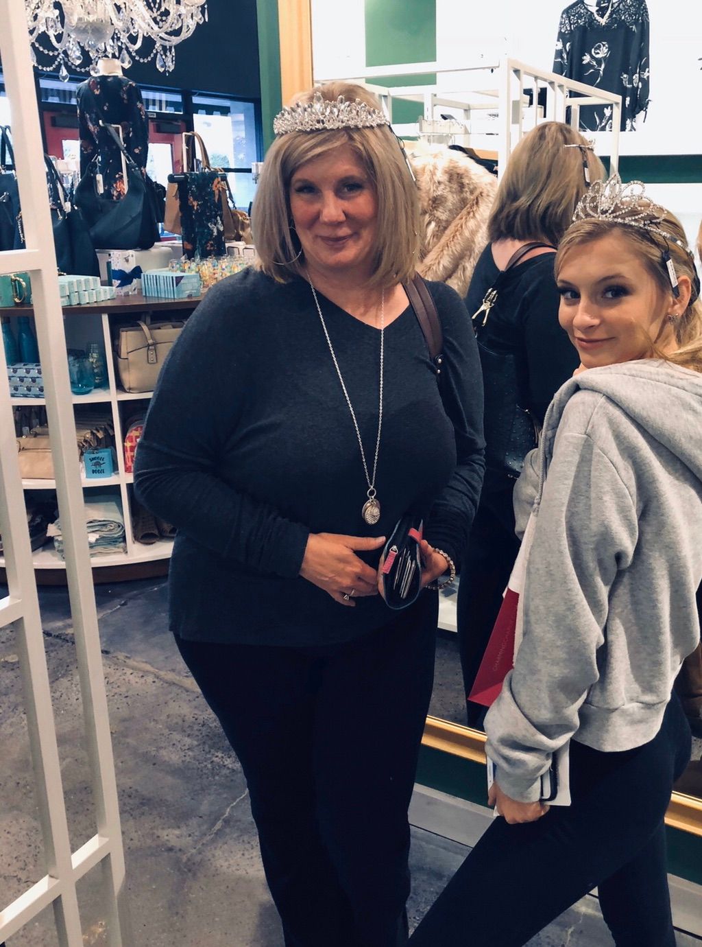 My daughter and I goofing off at the Mall 