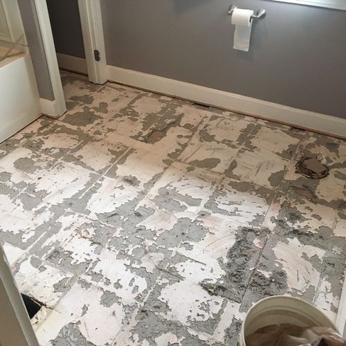 Ceramic tile floor removed 