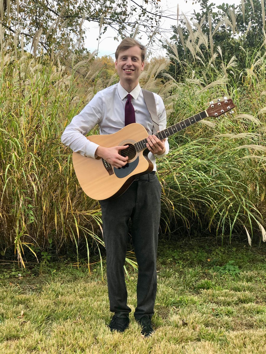 Posing for a shot after a wedding gig