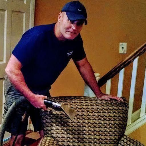 Owner hard at work on upholstery IICRC certified.