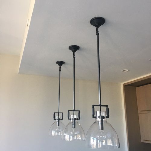 Did an amazing job with three pendant lights and a