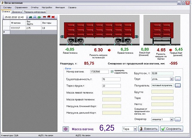 Railway carriages weighing machine application