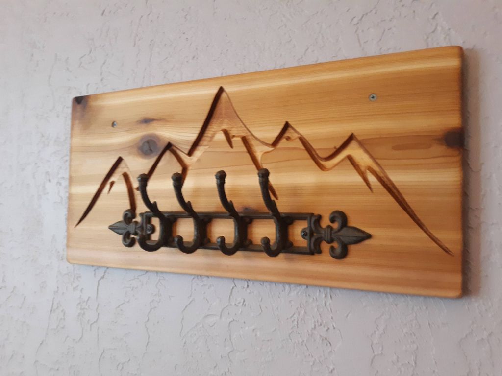 Custom Carved Mountain Coat Rack