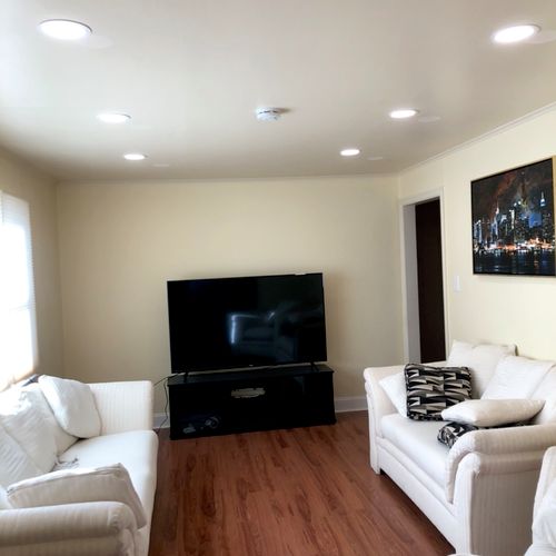 6” LED wafer lighting for a living room controlled