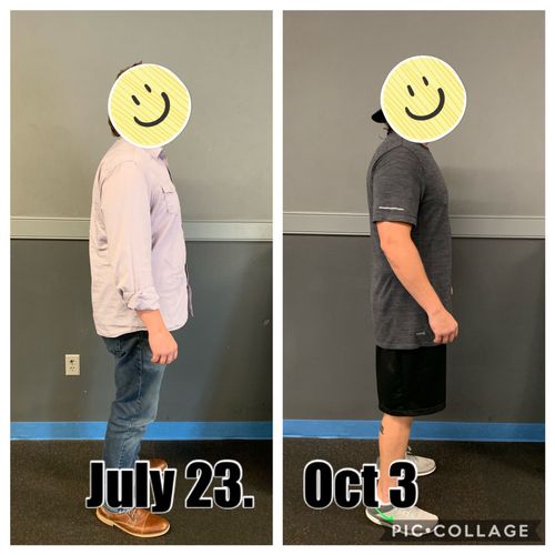 This client lost over 20 pounds and gained muscle!