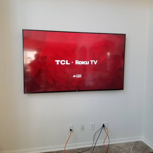 Mounted 75" TV, concealed wires