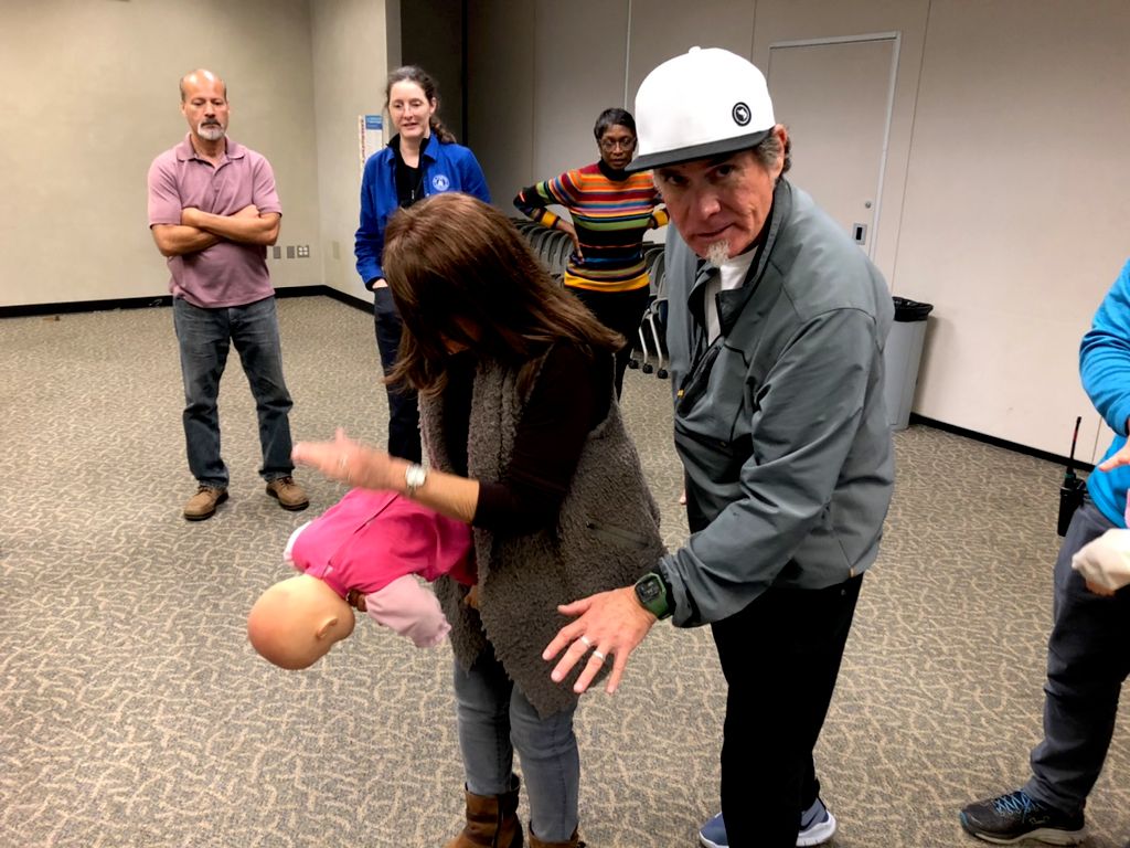 This scenario involves an infant choking, give 5 b