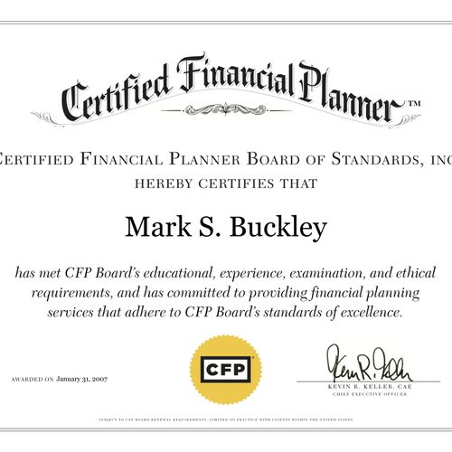 Certified Financial Planner: Mark S. Buckley, Esq.