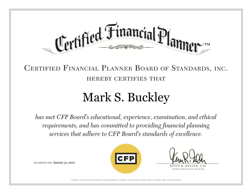 Certified Financial Planner: Mark S. Buckley, Esq.